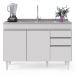 Balcão Gabinete para Pia 120cm sem Tampo 3 Portas 2 Gavetas Michigan Branco - Lumil Móveis