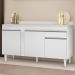 Balcão Gabinete para Pia com Tampo 150cm 3 Portas 1 Gaveta Dakota Branco - Lumil