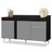 Balcão Gabinete para Pia com Tampo 150cm 3 Portas 1 Gaveta Dakota Preto/Cinza - Lumil