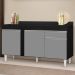 Balcão Gabinete para Pia com Tampo 150cm 3 Portas 1 Gaveta Dakota Preto/Cinza - Lumil