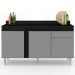 Balcão Gabinete para Pia com Tampo 150cm 3 Portas 1 Gaveta Dakota Preto/Cinza - Lumil