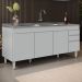 Balcão de Cozinha Com Pia Inox 180cm 4 Portas Dallas Cinza Claro - Lumil