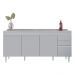 Balcão de Cozinha Com Pia Inox 180cm 4 Portas Dallas Cinza Claro - Lumil