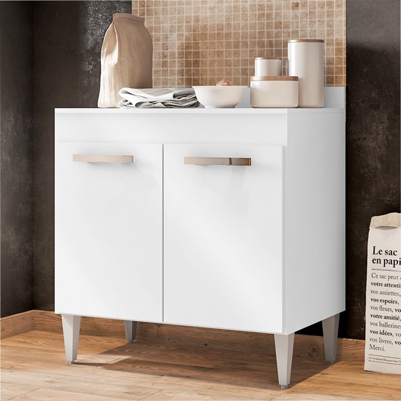 Balcão de Cozinha Cooktop Roma 2 Portas Branco - Lumil Móveis