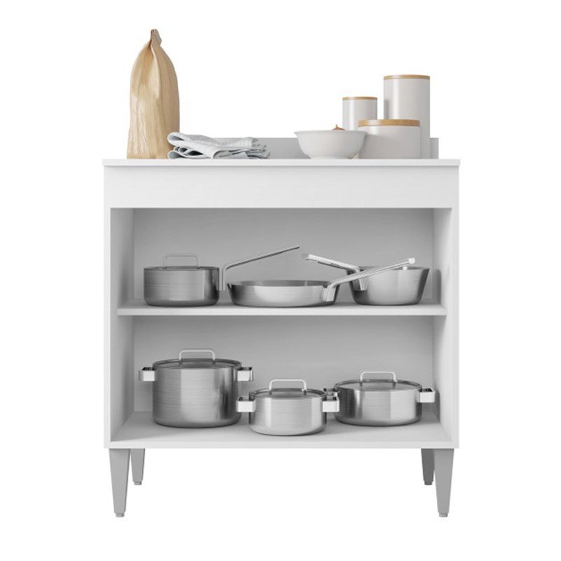 Balcão de Cozinha Cooktop Roma 2 Portas Branco - Lumil Móveis
