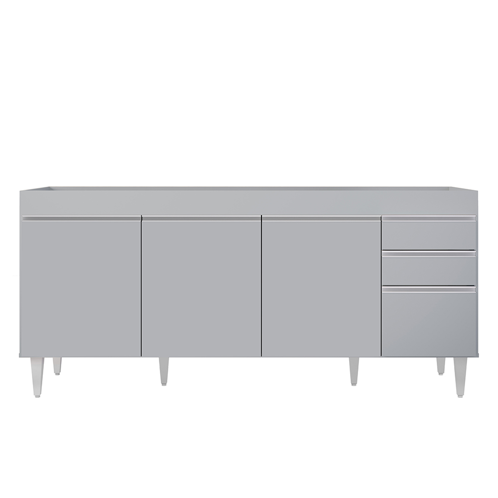 Balcão de Cozinha Para Pia 180cm 4 Portas Sem Tampo Dallas Cinza Claro - Lumil
