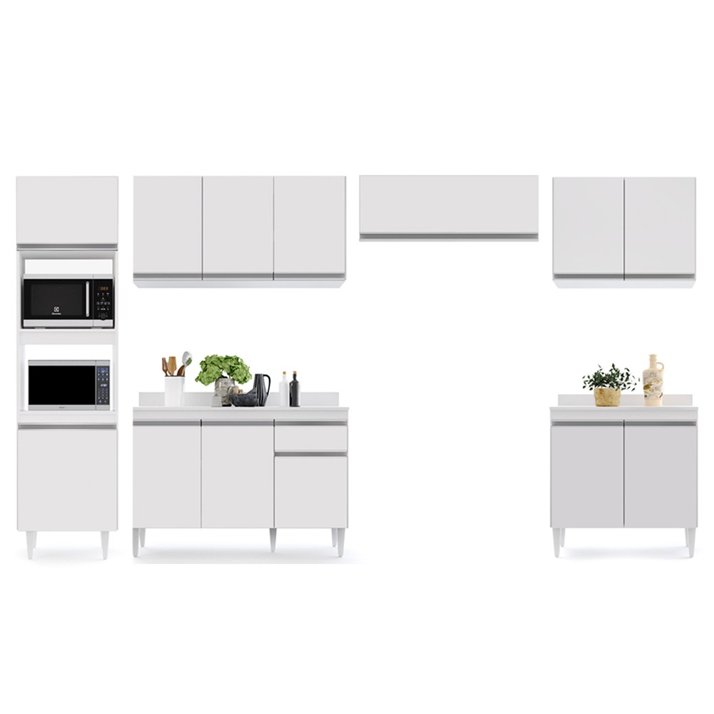 Cozinha Modulada 6 Módulos Composição 8 Branco - Lumil Móveis
