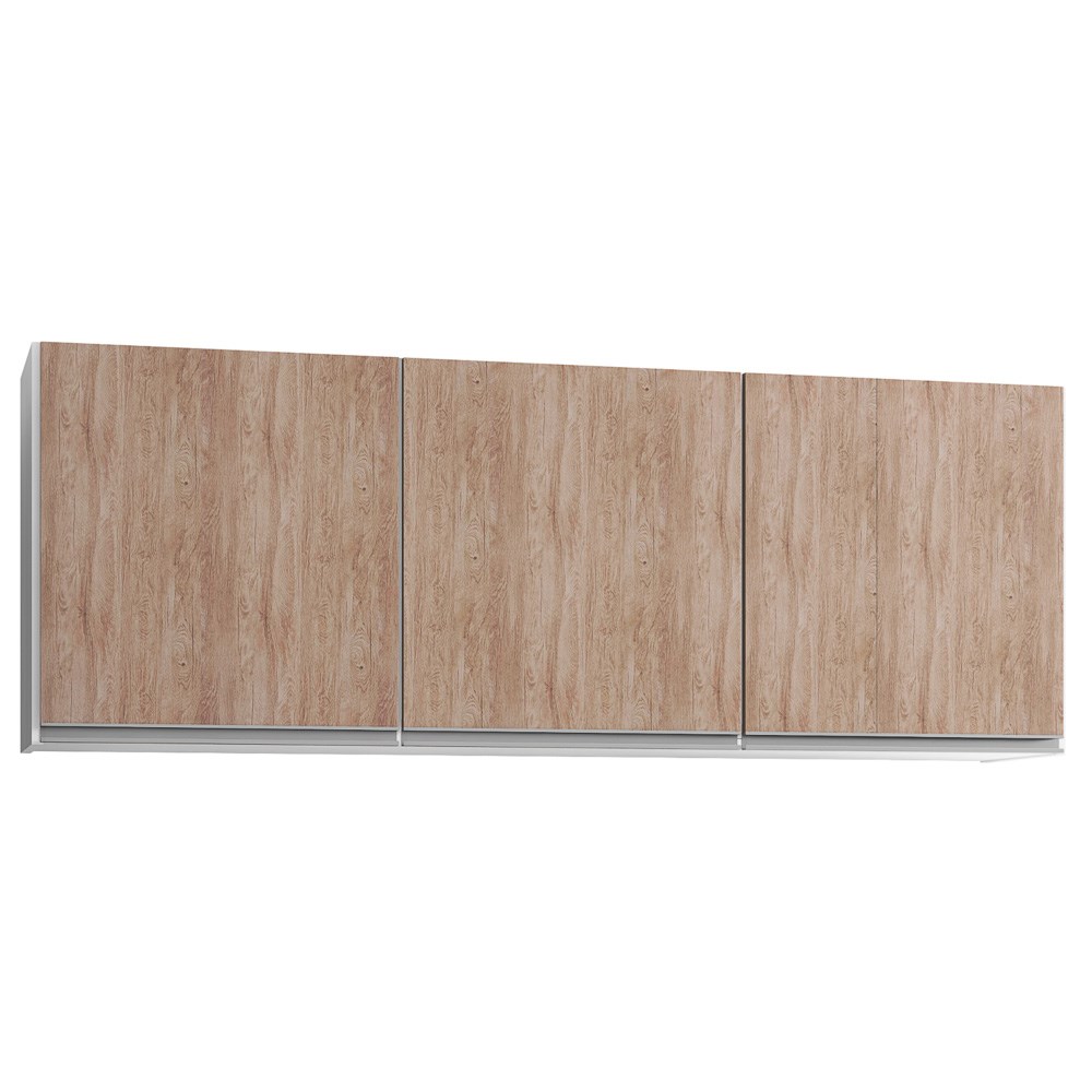 Kit 2 Armários Aéreos 150cm 3 Portas Argélia Branco/Castanho - Lumil