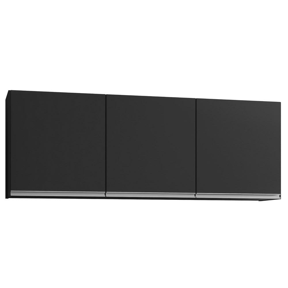 Kit 2 Armários Aéreos 150cm 3 Portas Argélia Preto - Lumil