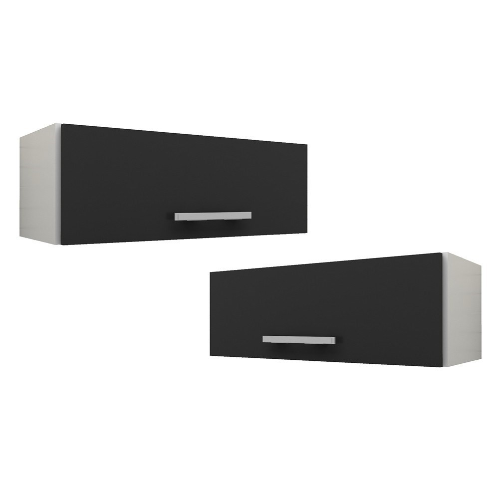 Kit 2 Armários Aéreos Geladeira Veneza 70cm 1 Porta Branco/Preto - Lumil Móveis