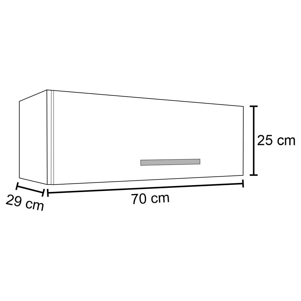 Kit 2 Armários Aéreos Geladeira Veneza 70cm 1 Porta Branco/Preto - Lumil Móveis
