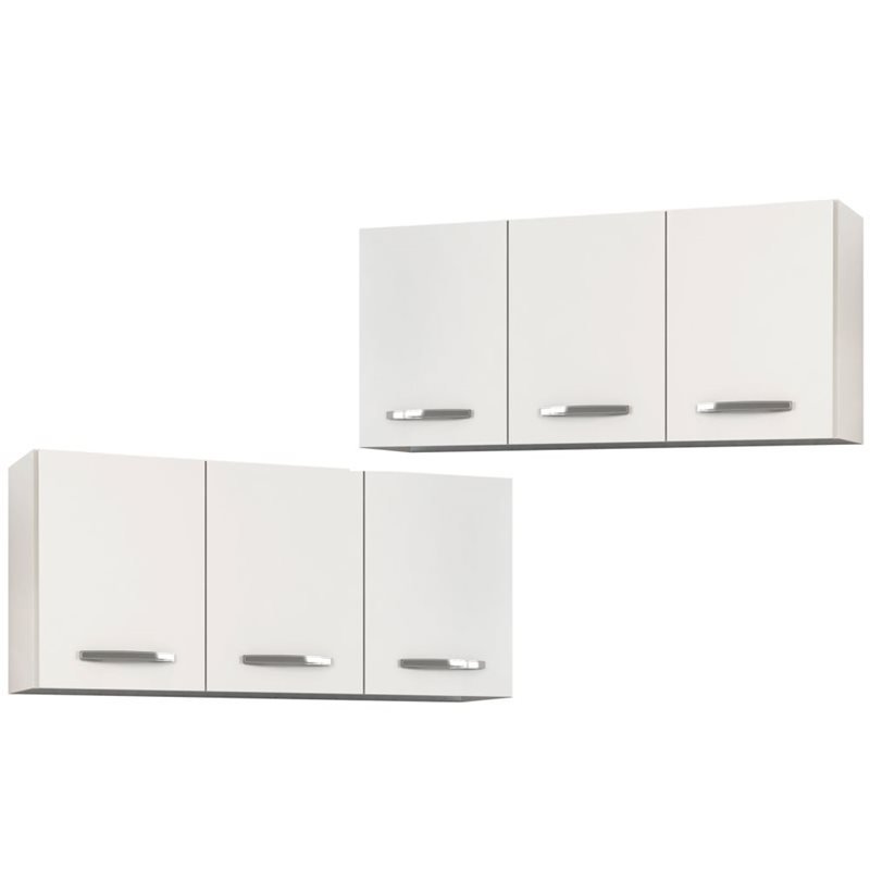 Kit 2 Armários Aéreos Honduras 3 Portas 120cm Branco - Lumil Móveis