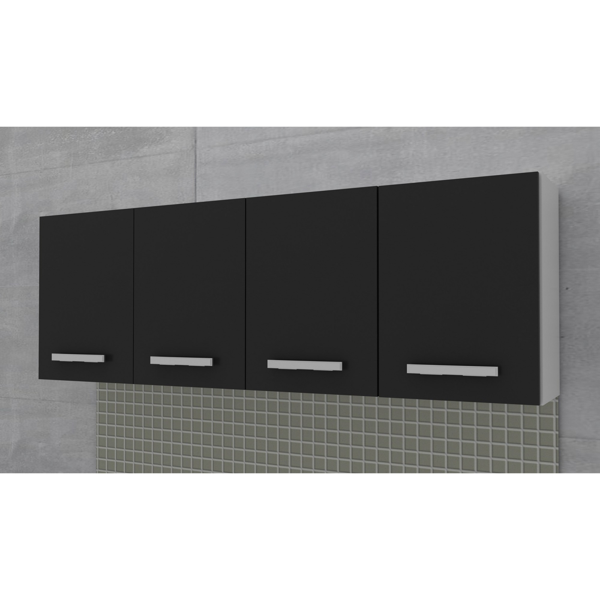 Kit 2 Armários Aéreos Panamá 4 Portas 160cm Branco/Preto - Lumil Móveis