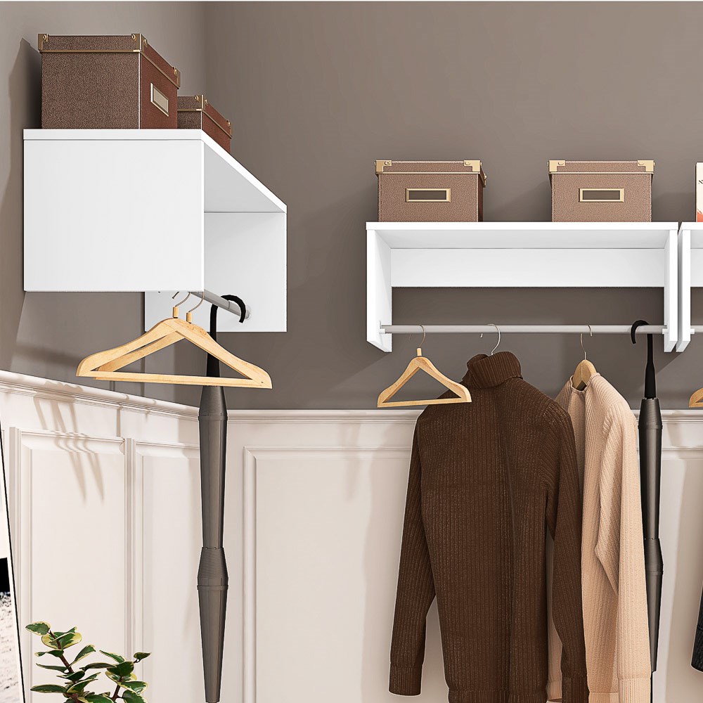Kit 3 Nichos Cabideiros Suspensos Berlim Branco - Lumil Móveis