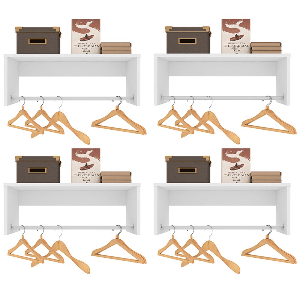 Kit 4 Nichos Cabideiros Suspensos Berlim Branco - Lumil Móveis
