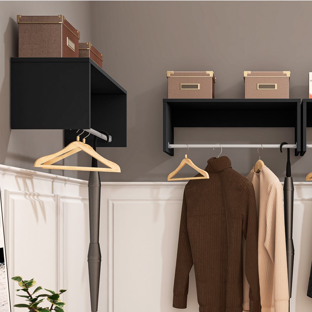 Kit 4 Nichos Cabideiros Suspensos Berlim Preto - Lumil Móveis