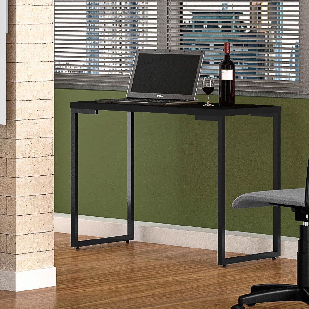 Mesa Escritório 120cm Estilo Industrial Porto Preto - Fit Mobel