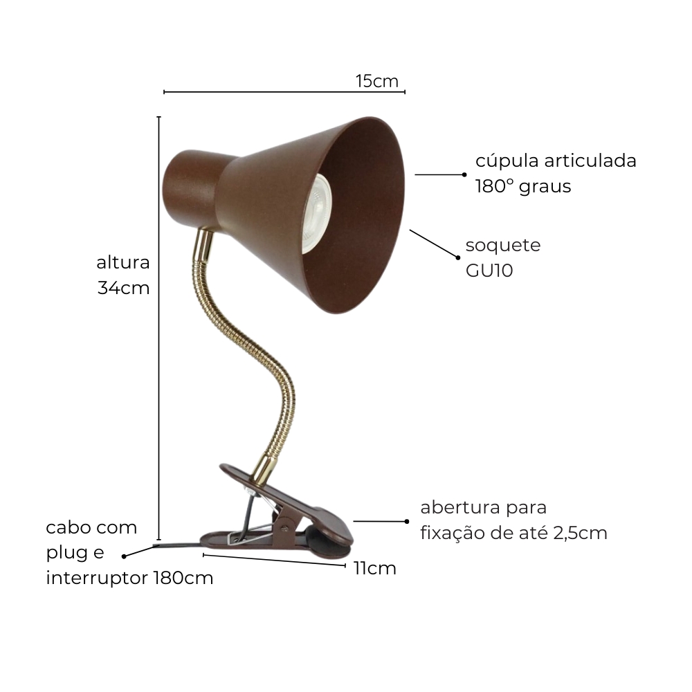 Luminária Presilha com Garra Amélia Preta
