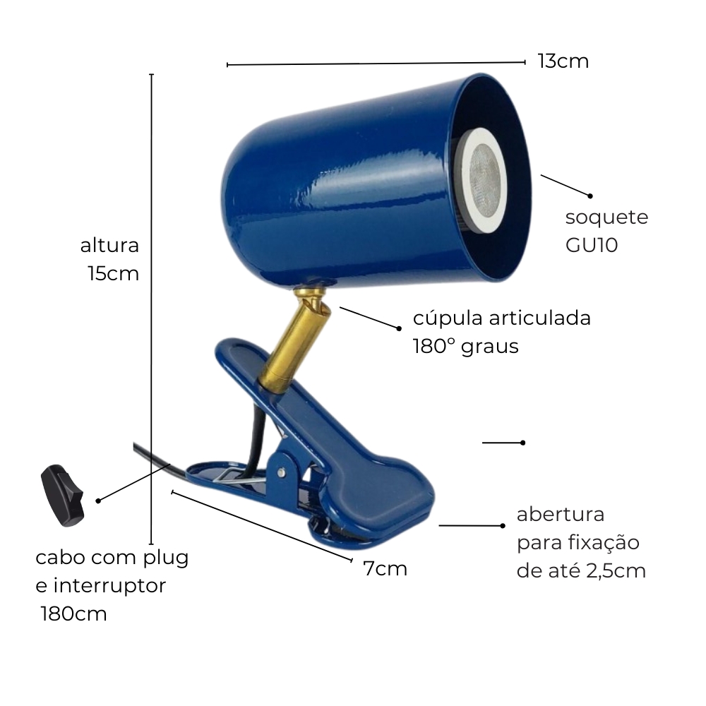 Luminária Presilha com Garra Anne Amarelo