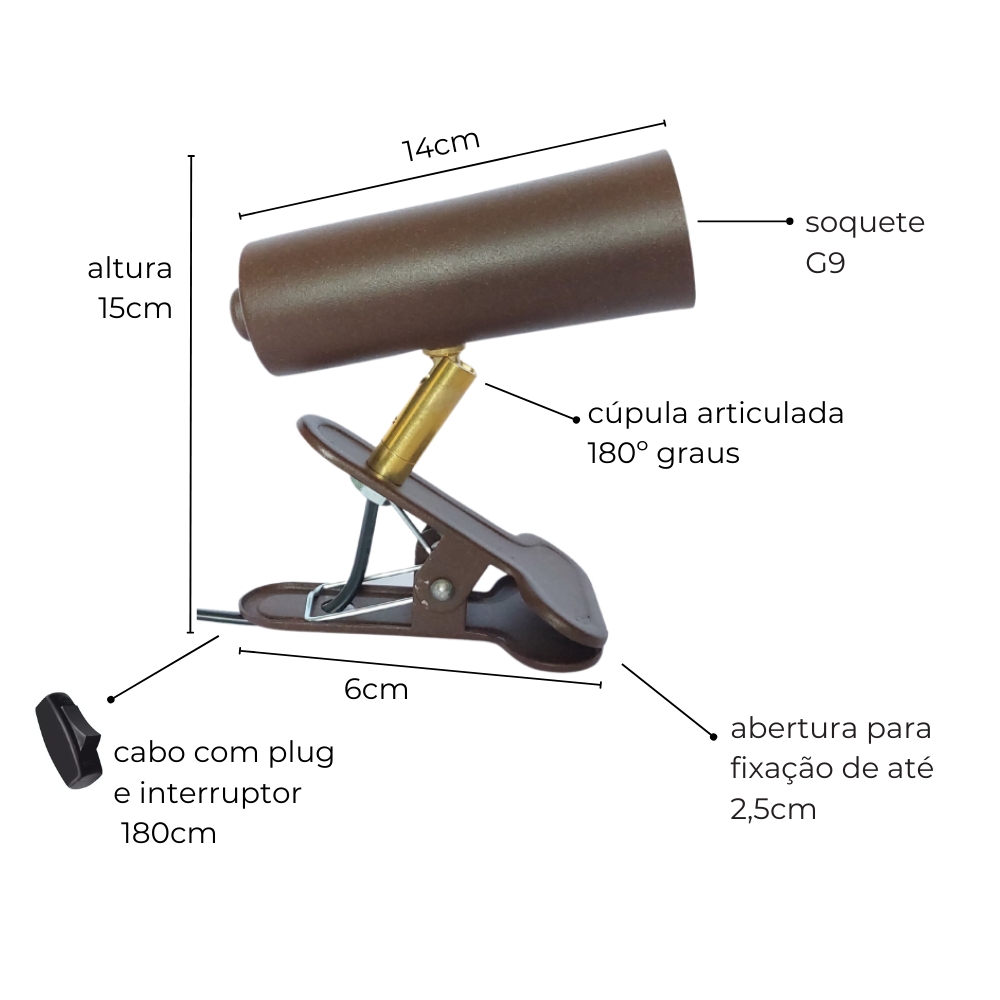 Luminária Presilha com Garra Sofhie Preto
