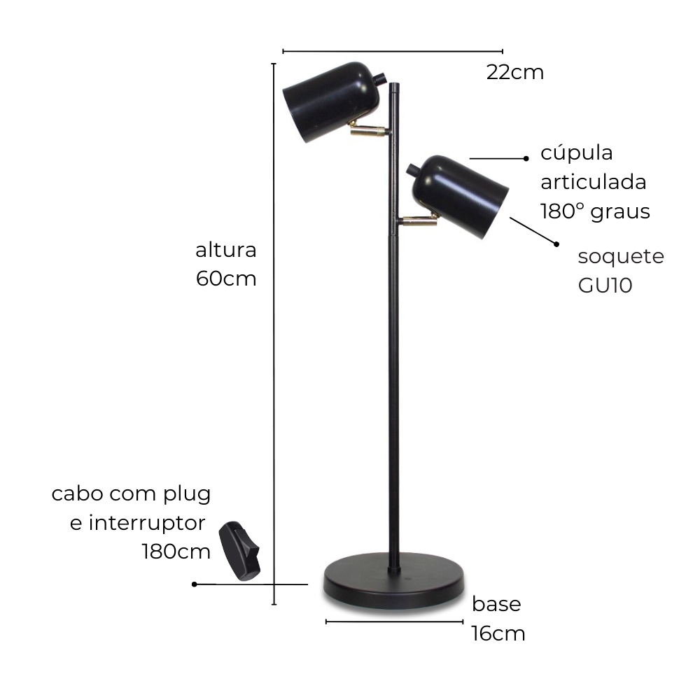Luminária de Mesa Abajur Anne Dupla Branco
