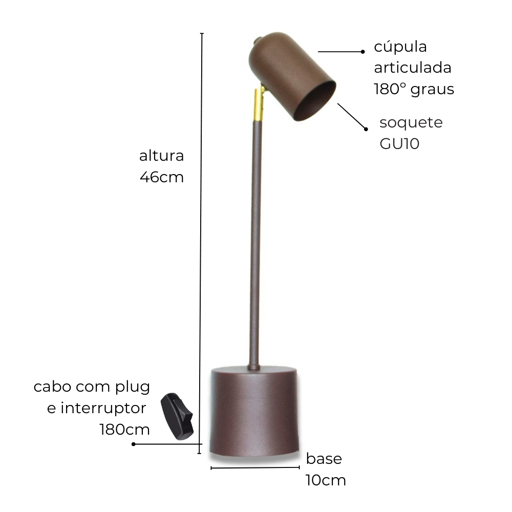 Luminária de Mesa Abajur Anne Marrom Cortem
