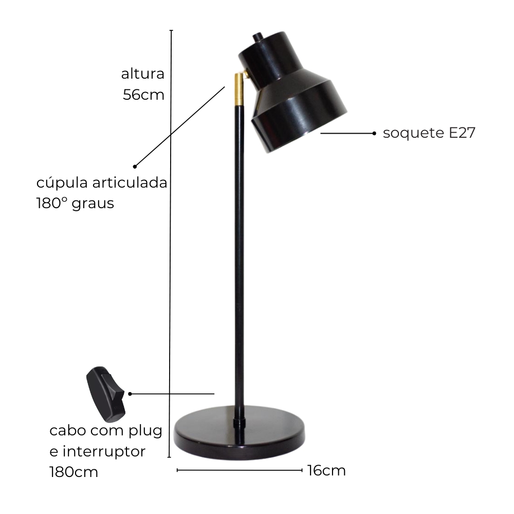 Luminária de Mesa Abajur Cate Marrom Cortem