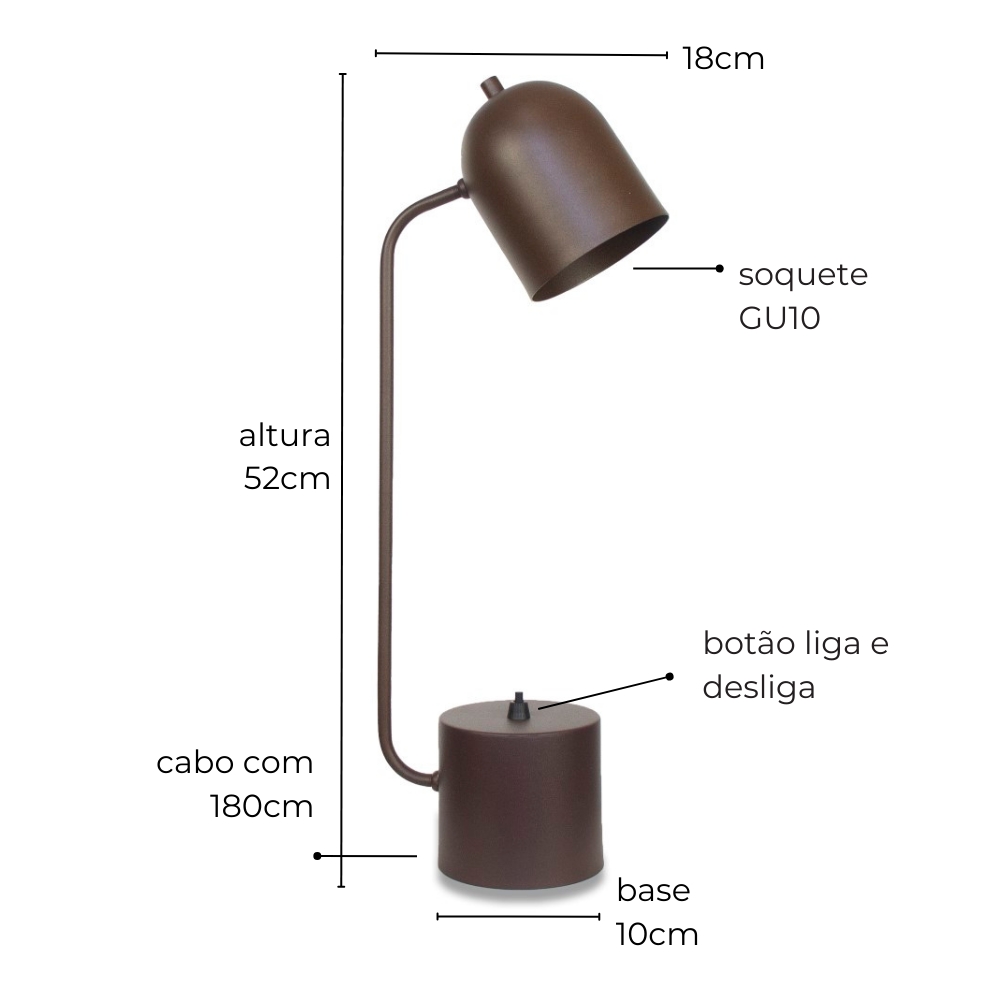 Luminária de Mesa Abajur Elis Branco