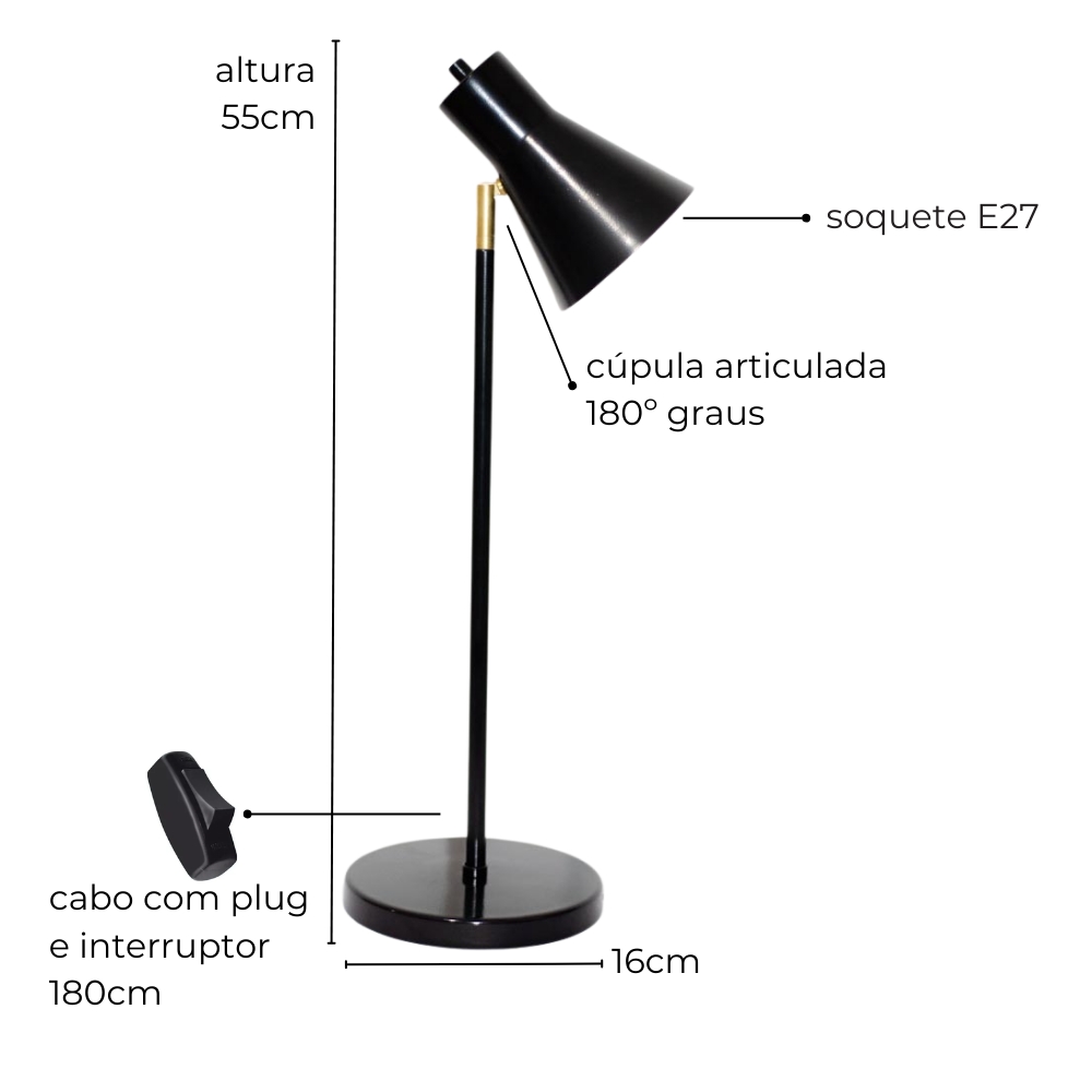 Luminária de Mesa Abajur Emma Branca