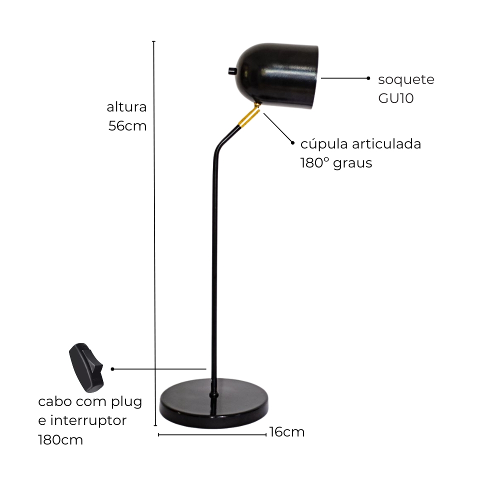 Luminária de Mesa Abajur Ralph Branco
