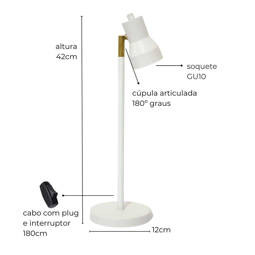 Luminária de Mesa Abajur Robbie Marrom Cortem