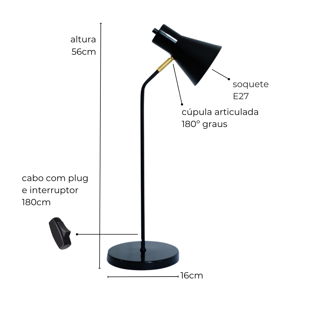 Luminária de Mesa Abajur Simpson Preto
