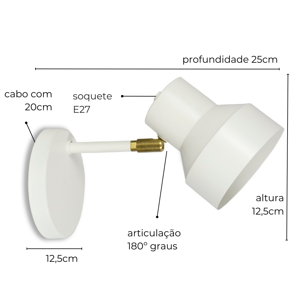Luminária de Parede Arandela Articulada Elizabeth Preto
