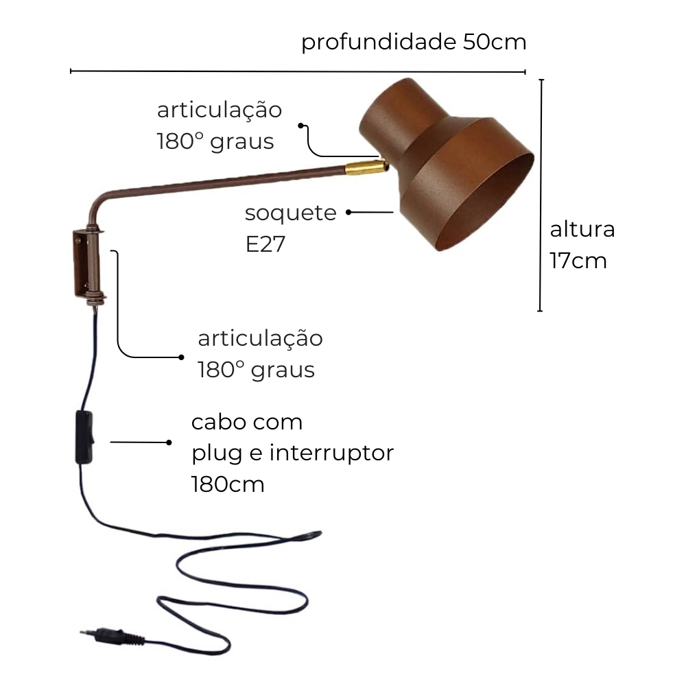 Luminária de Parede Arandela Articulada Hellen Branca
