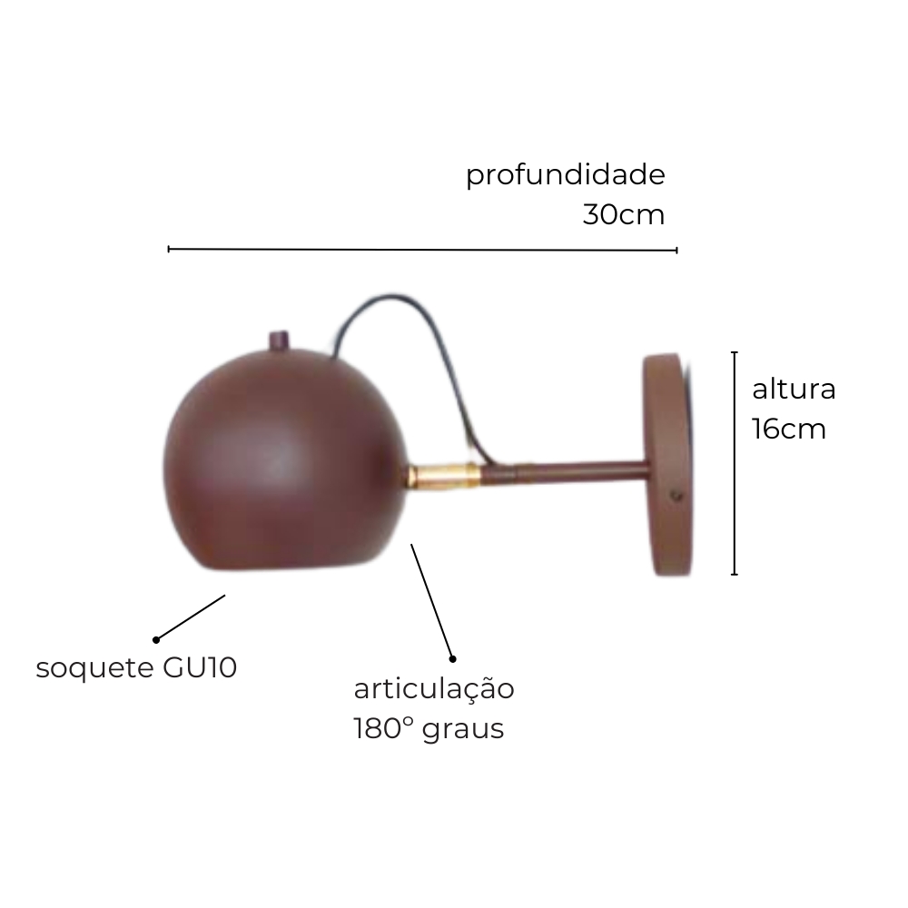 Luminária de Parede Arandela Articulada Jock Marrom Cortem