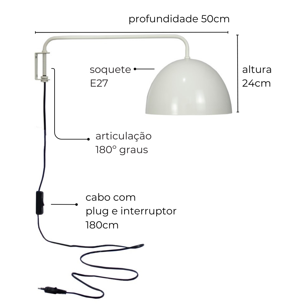 Luminária de Parede Arandela Articulada Komaco Marrom Cortem