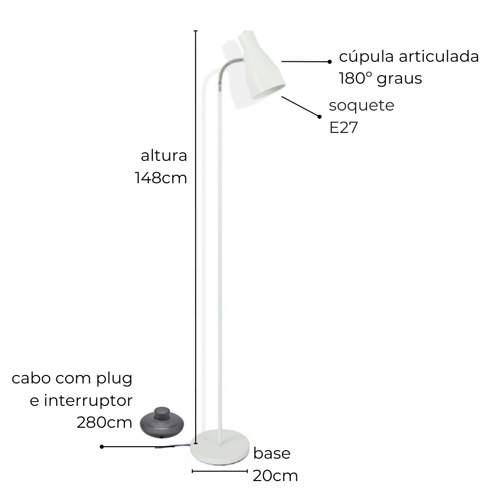 Luminária de Piso Chão Amélia Branco