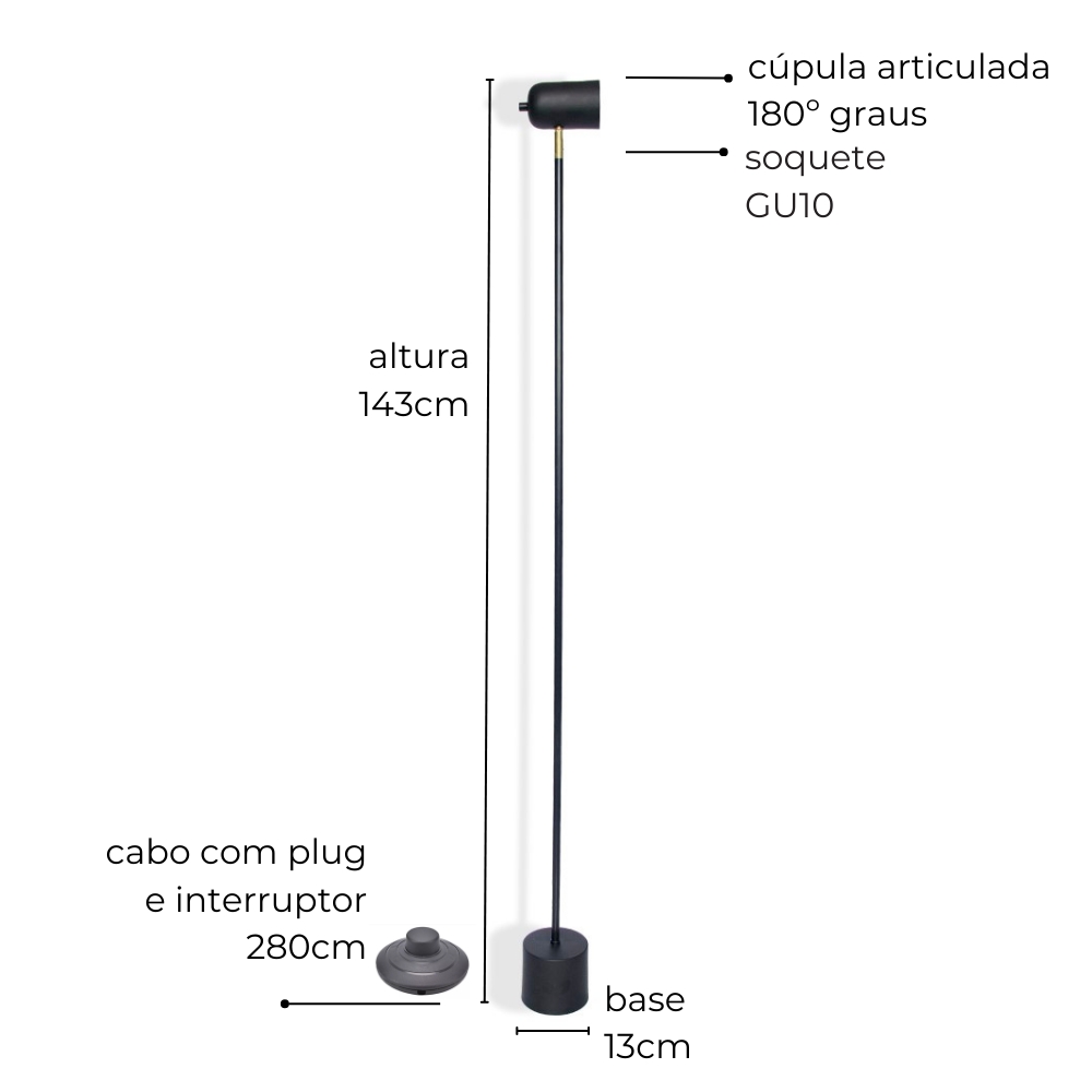 Luminária de Piso Chão Anne Marrom Cortem