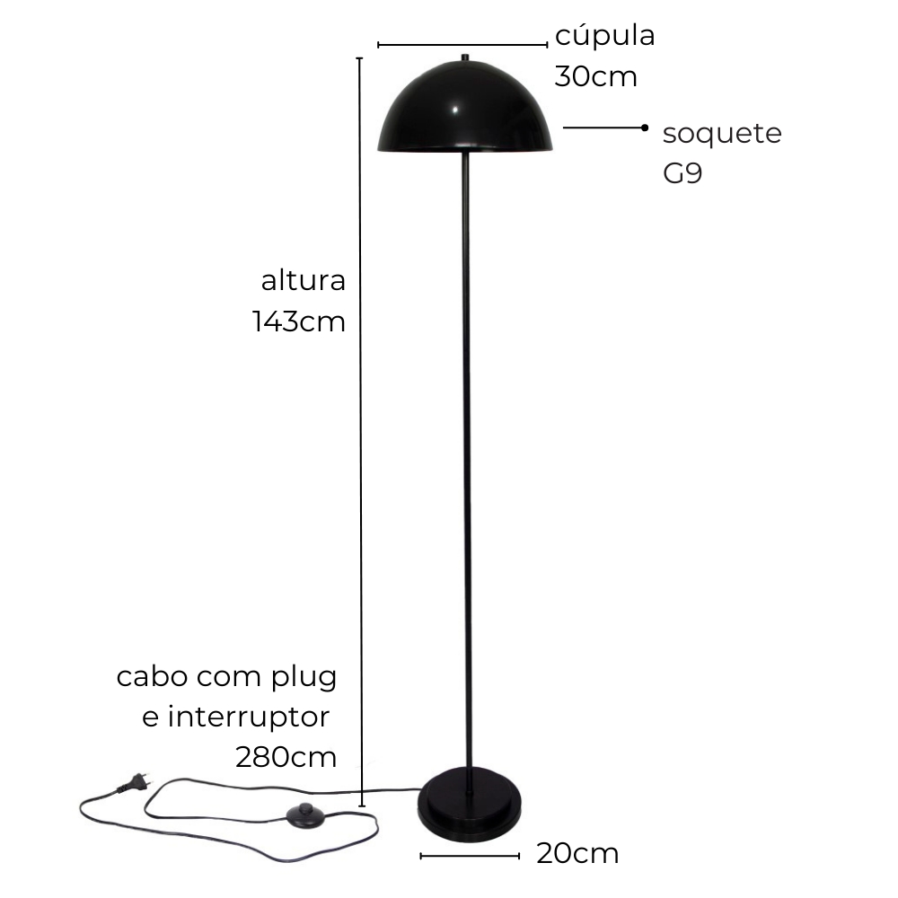 Luminária de Piso Chão Komaco Marrom Cortem