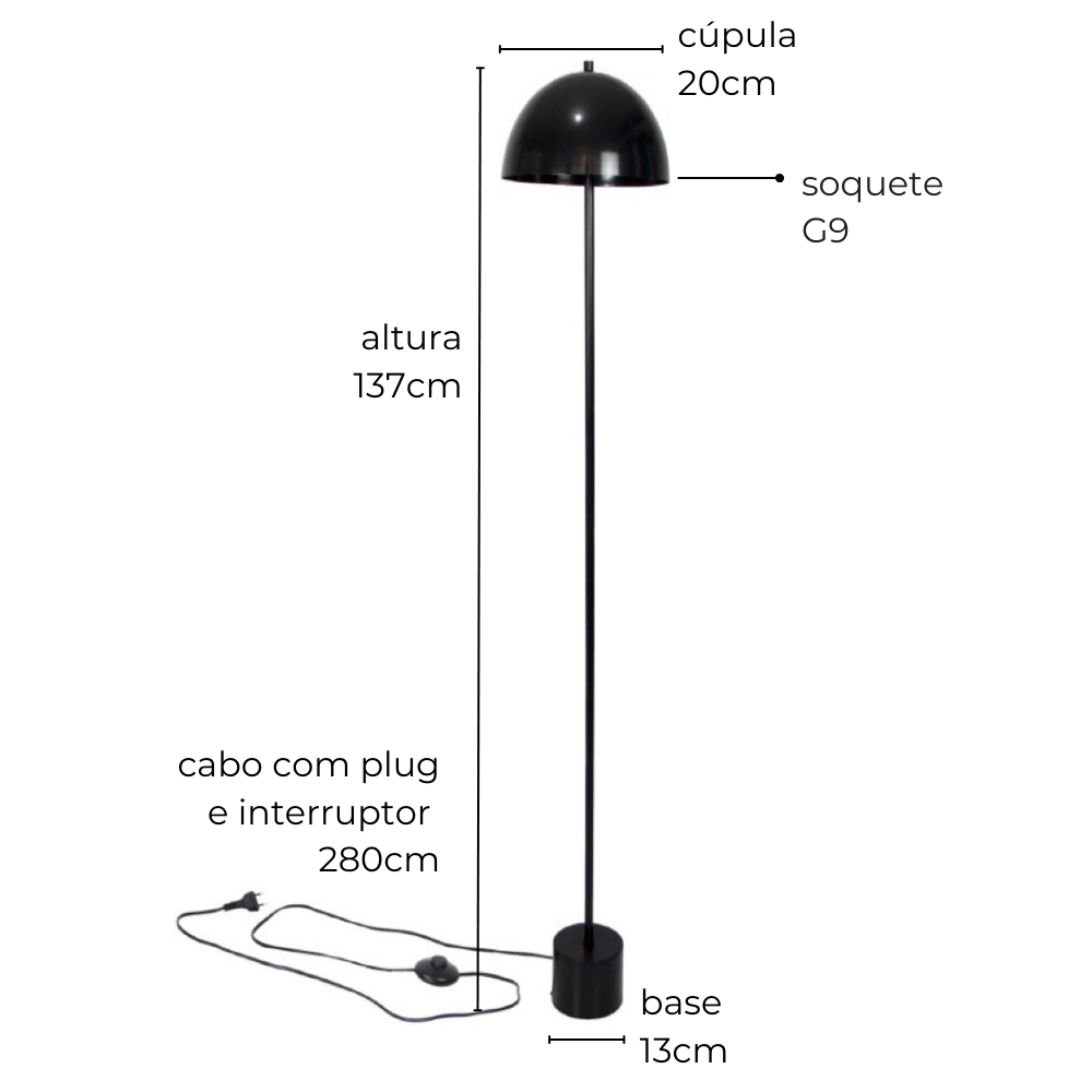 Luminária de Piso Chão Komaco Slim Marrom Cortem
