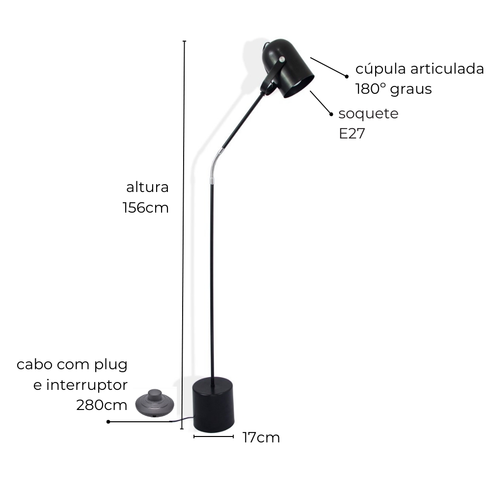 Luminária de Piso Chão Nelle Marrom Cortem