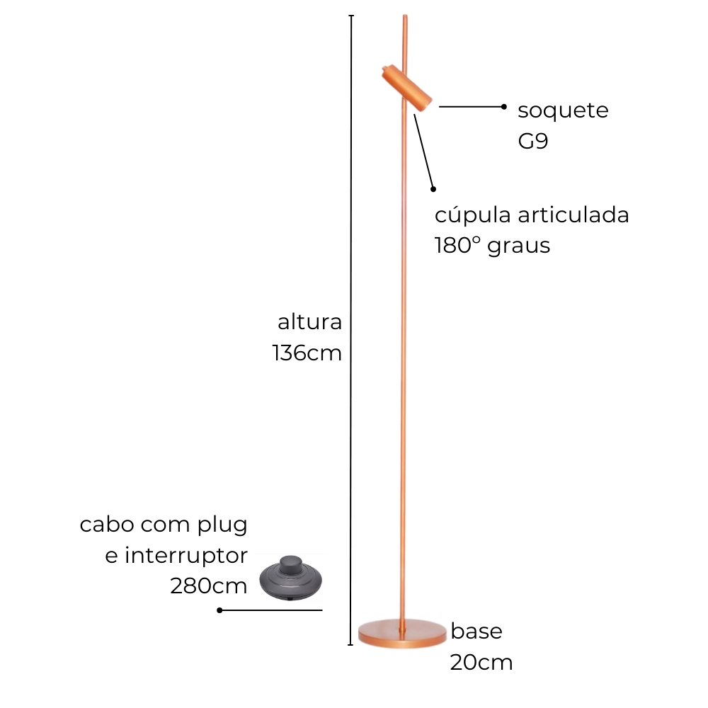 Luminária de Piso Chão Sofhie Cobre