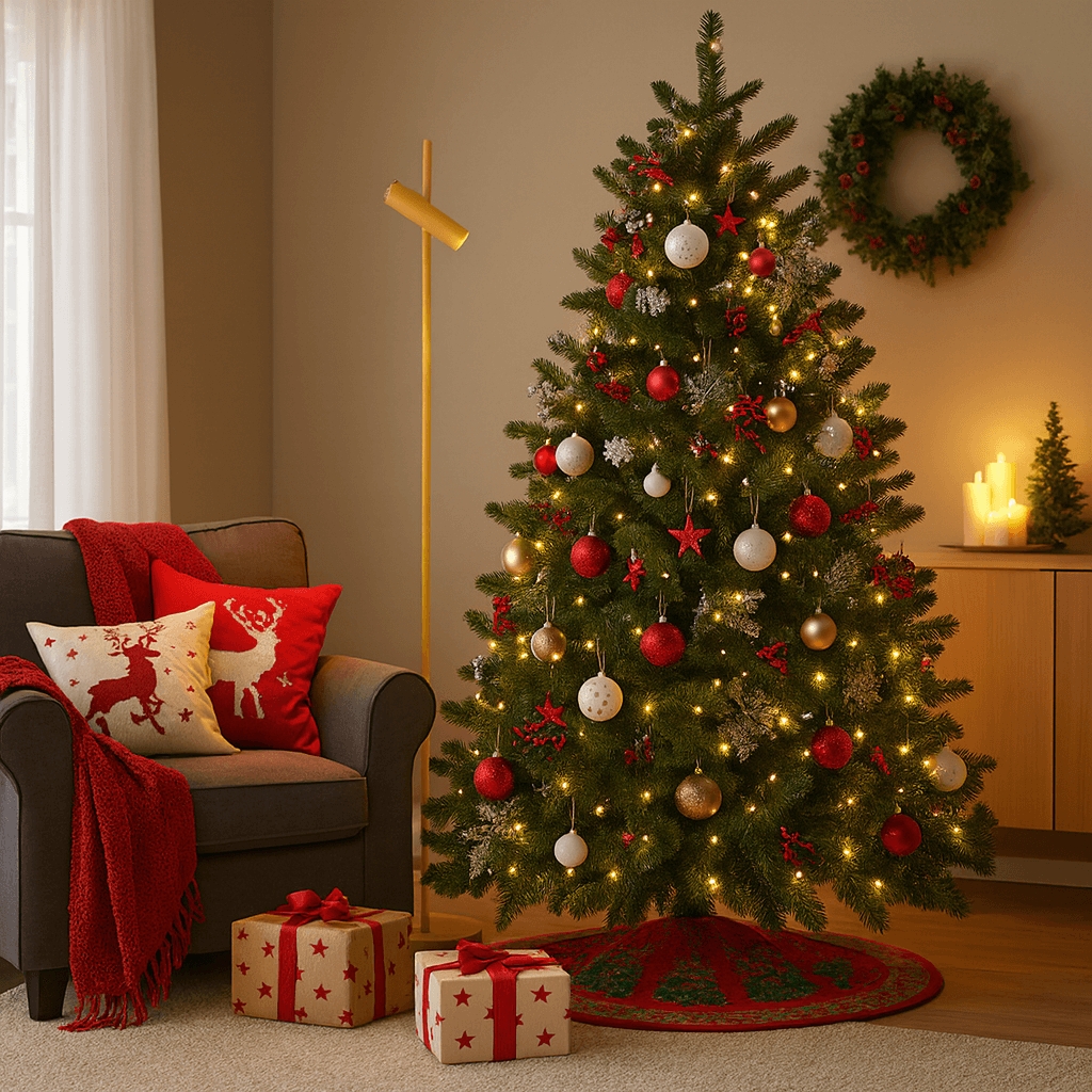 Luminária de Piso Chão Sofhie Dourada "Edição de Natal"