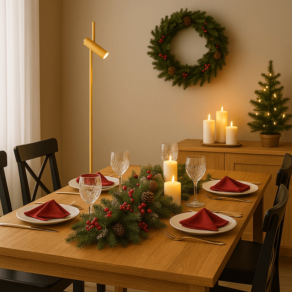 Luminária de Piso Chão Sofhie Dourada "Edição de Natal"