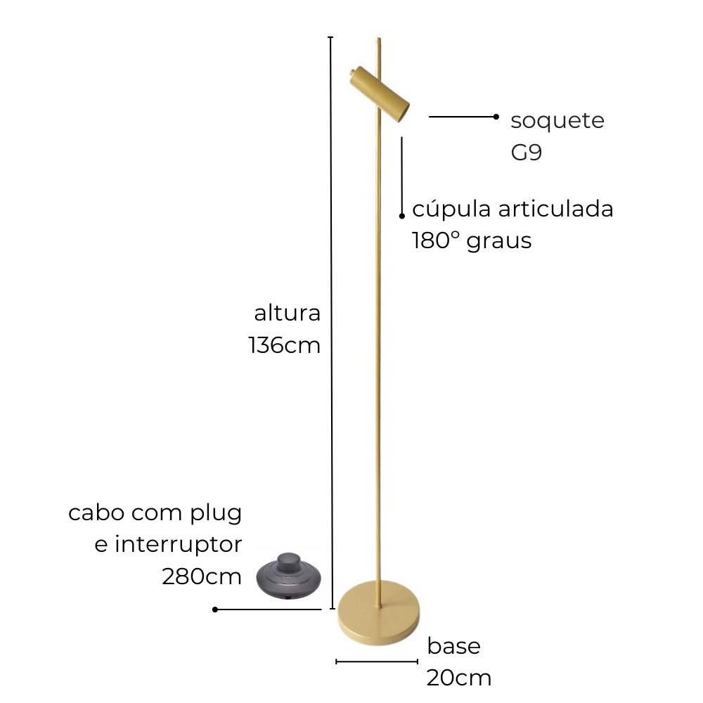 Luminária de Piso Chão Sofhie Dourada "Edição de Natal"
