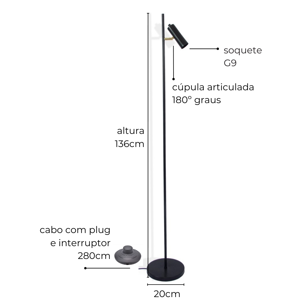 Luminária de Piso Chão Sofhie Marrom Cortem