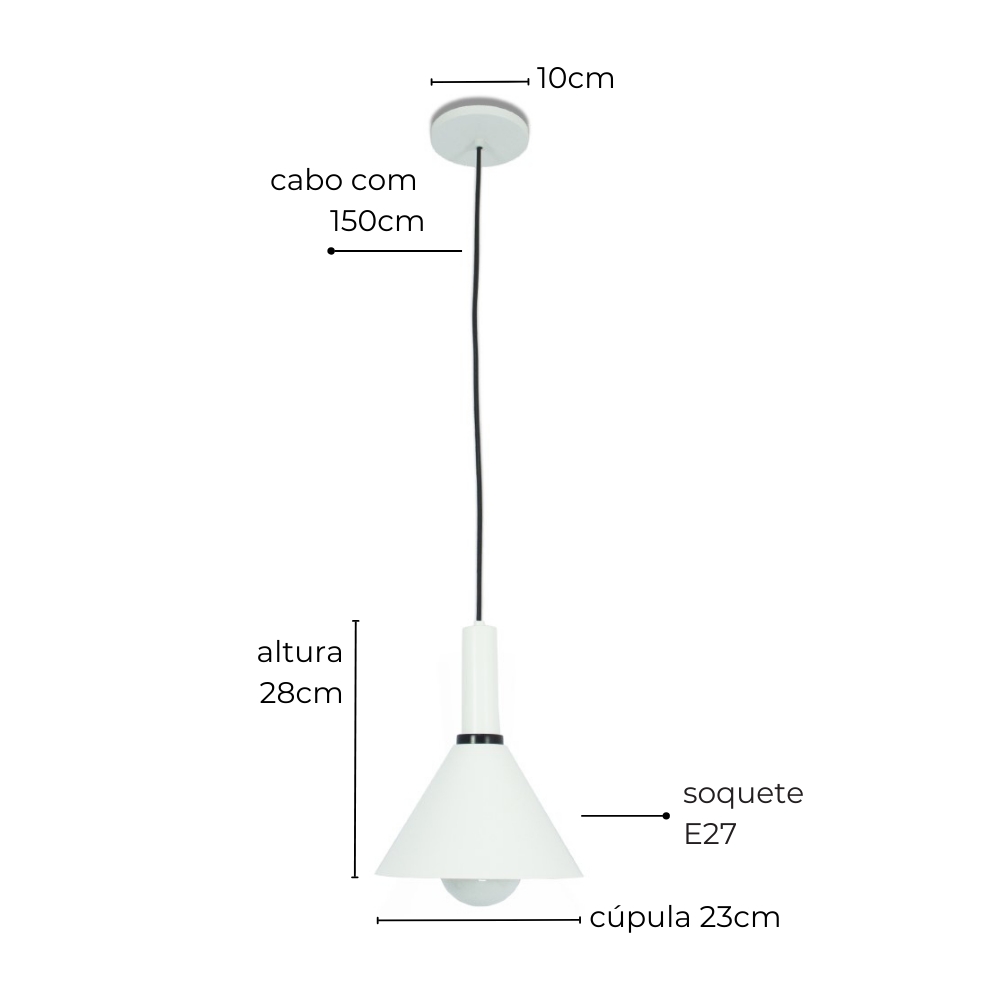 Luminária de Teto Pendente Nísia Cone Preto