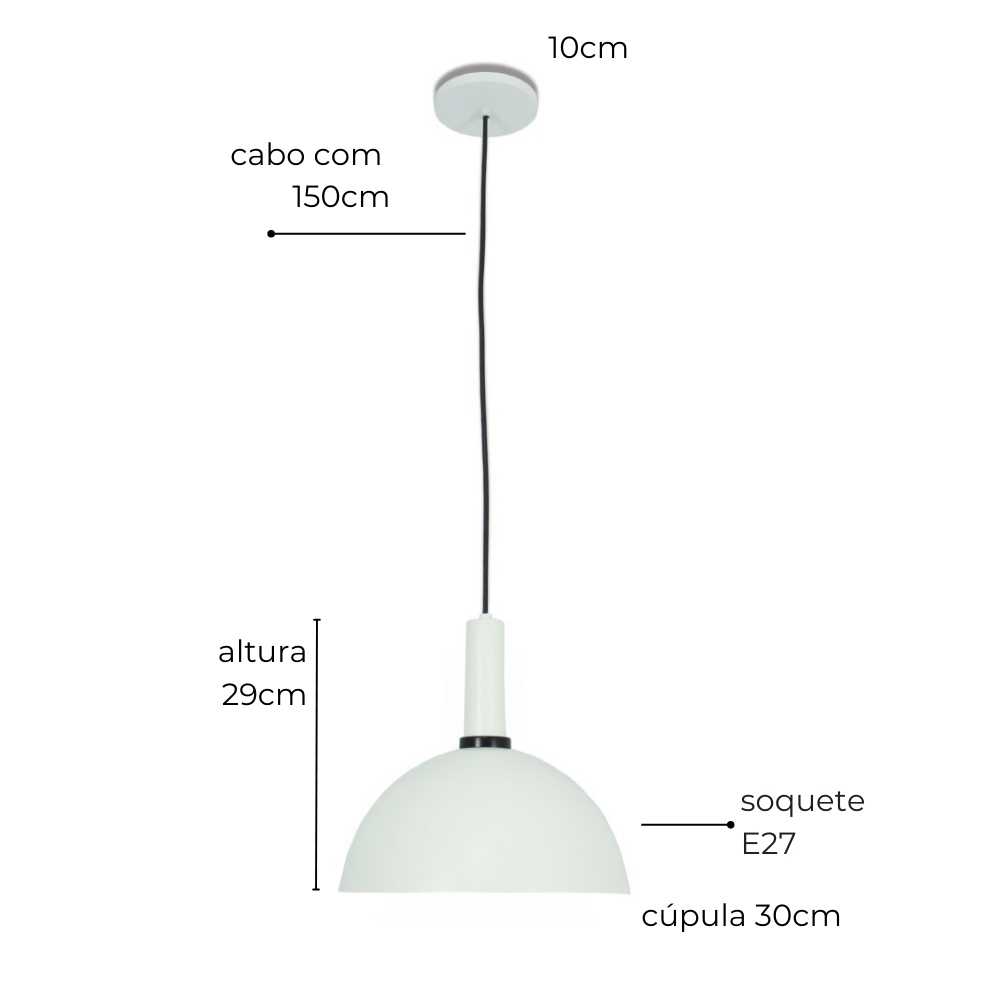 Luminária de Teto Pendente Nísia Esfera 30 Preta