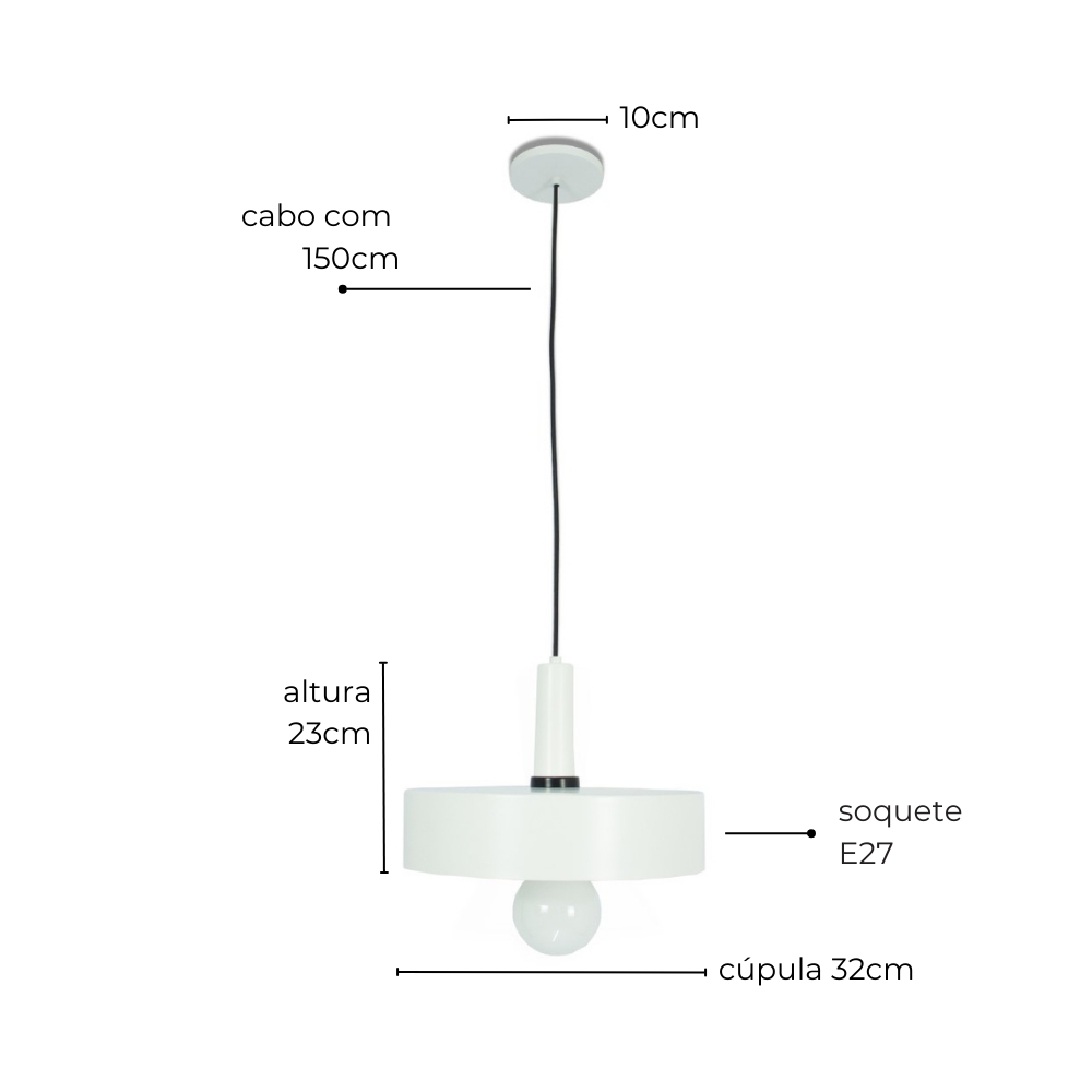 Luminária de Teto Pendente Nísia Retrô Branco