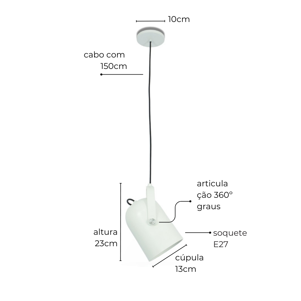 Luminária de Teto Pendente Nelle Branco